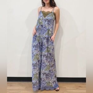 Gold Hawk Floral Silk Jumpsuit